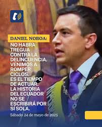 Un discurso en el que agradeció a quienes lo apoyaron para conseguir su  triunfo electoral, el presidente Daniel Noboa se centró en ratificar su  combate al crimen organizado y a la corrupción