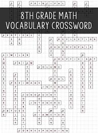 8th Grade Math Vocabulary Crossword Math Vocabulary 8th Grade Math Math Words