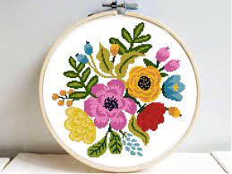 Cross stitch patterns featuring antiques by kooler design studio on sale! Floral Bouquet Easy Modern Cross Stitch Pattern Flower Counted Cross Stitch Char Cross Stitch Patterns Flowers Floral Cross Stitch Pattern Simple Cross Stitch