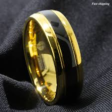 Details About 8mm Black Dome 18k Gold Tungsten Ring Wedding Band Bridal Atop Mens Jewelry
