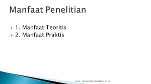 Makalah tentang apa itu manfaat penelitian, tujuan penelitian, contoh penelitian, kelebihan, karya tulis ilmiah, pendidikan, sosial budaya, ipk artikel ini akan menjelaskan apa manfaat penelitian itu dan apa tujuan penelitian yang ingin dicapai, bagaimana hal itu dijelaskan dan apa saja contohnya?? Membuat Proposal Skripsi Ppt Download