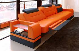 Dreisitzer sofa mit schlaffunktion bei lionshome: 3 Sitzer Ledersofa Parma Mit Opt Hocker Und Led Beleuchtung