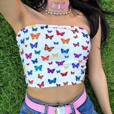 Butterflies Printed Tube Top