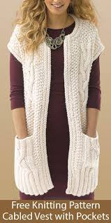 Free Knitting Pattern For Cabled Vest With Pockets Knit Vest Pattern Knitting Designs Free Knitting Pattern