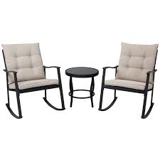 Cambridge brown rectangular wicker outdoor patio coffee table with faux wood table top. Buy Incbruce Outdoor Rocking Chair Bistro Set 3 Piece Patio Furniture Sets All Weather Steel Frame Two Chairs Round Glass Coffee Table For Patio Front Porch Garden Deck Online In Uae B07thtmvd4