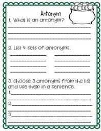 St Patrick S Day Ela Practice Pages Synonyms And Antonyms Antonyms Phonics