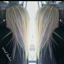 Silver Blonde Hair With A Peekaboo Purple Teal From The Chair Or Amber Myrtle Beach Sc Silverhair Blonde P Silver Blonde Hair Silver Blonde Peekaboo Hair