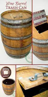 Cute Trash Cans Made Entirely From A Retired Wine Barrel So Unique Rustic Ad Wine Barrel Barrel Projects Rec Room Decor