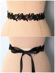 Black Beaded Flower Lace With Satin Ribbon Sash Bridal Sash Etsy Lace Headbands Black Beads Wedding Sash