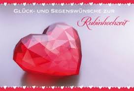 Gluckwunschkarte Gluck Und Segenswunsche Zur Rubinhochzeit Rubinhochzeit Rubinhochzeit Geschenk Hochzeitsjubilaum