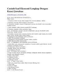 Contoh Soal Ekonomi Lengkap Dengan Kunci Jawaban Asalusilaugust 8 2014asal Usil Soal Soal Ekonomi ԁan Jawabannya