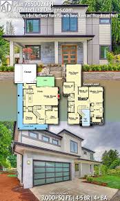 Plan 785002kph Contemporary 4 Bed Northwest Home Plan With Bonus Room And Wrap Around Porch In 2021 House Plans Contemporary House Plans House Blueprints
