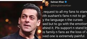 Support Sushant S Family And Fans Ignore Curses Go By Emotions Personal Loss Is Painful Tweets Salman Khan Setting Intern Salman Khan Emotions Supportive