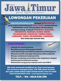Bagian sdm kantor pos nganjuk 64400 jl. Lowongan Kerja Tabloid Jawa Timur