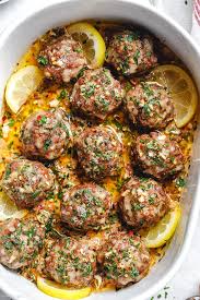 Baked Turkey Meatballs With Lemon Garlic Butter Sauce In 2020 Turkey Meatballs Baked Cooking Wholesome Food