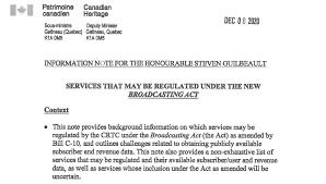 It's alarming and shouldn't be taken lightly. Not Just Big Tech Government Memo Shows Bill C 10 Targets News Sites Podcast And Workout Apps Adult Websites Audiobooks And Sports Streamers For Crtc Regulation Michael Geist