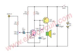 Simple Audio Amplifier Circuit Diagram Using Transistor Eleccircuit Com Audio Amplifier Amplifier Circuit