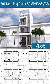 Narrow lot houses are quite rare. Sketchup Modern Narrow Home Plan 4x6m Narrow House Plans Modern House Facades Small Modern Home