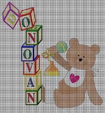 Baby sampler with room for name, d. Teddy Bear With Baby Blocks Crochet Pattern Cgbc 103771