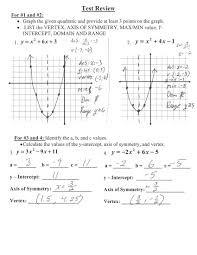 Graphing quadratic function worksheets feature identifying zeros, read the graph and write the quadratic function, graph using x and y values and more. Algebra 1 Quadratic Test Review Answer Key Rademaker