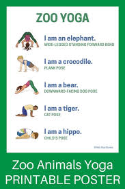 5 zoo yoga poses for kids printable poster kids yoga stories kids yoga poses toddler yoga yoga for kids