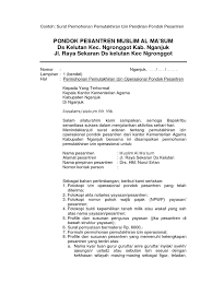 Jul 29, 2021 · formulir permohonan pemutakhiran izin operasional 9. Contoh Proposal Ijin Operasional Pondok Pesantren Penggambar