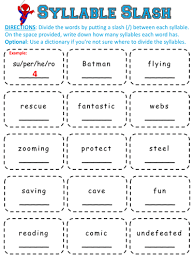 Super Hero Syllable Slash Word Work Breaking Words Apart Multisyllabic Words Activities Reading Syllables Syllable Worksheet