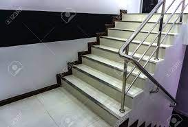 Steel railing design staircase railing design outdoor stair railing modern stair railing iron stair railing metal stairs stair handrail railing ideas balcony grill design. Office Stairs With Stainless Steel Railing Stock Photo Picture And Royalty Free Image Image 77668479