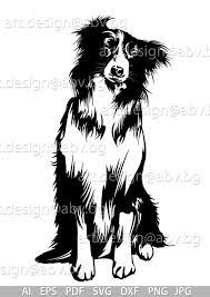 Vector Dog Border Collie Ai Png Pdf Eps Svg Dxf Jpg Etsy Animal Stencil Art Border Collie Dog Animal Stencil