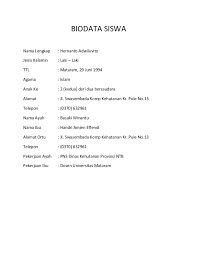 Contoh profil sekolah format microsoft excel ini lengkap sekali, bisa dijadikan database untuk sekolah. Contoh Biodata Lengkap Siswa Sma Kumpulan Soal Pelajaran 8