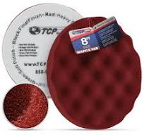 TCP Global 8" Red Waffle Foam Buffing Pad Hook and Loop Backing - Extra Coarse Buffing Pad for Polishing, Automotive, Marine, Truck, RV & Compound ...