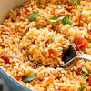 Combine rice, broth, tomatoes, and taco seasoning in a slow cooker. 3