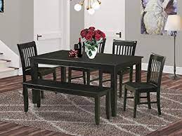 Finding dining room sets for large families can be difficult. Amazon Com East West Furniture 6 Piece Dinette Set Included A Rectangular Dinner Table And 4 Dining Room Chairs Plus A Lovely Bench Solid Wood Kitchen Chairs Seat Slatted Back