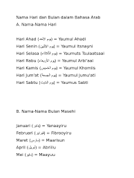 Bagaimana kamu mengucapkan dalam bahasa arab? Nama Hari Dan Bulan Dalam Bahasa Arab