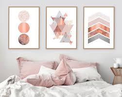 Printable Art Downloadable Prints Set Of 3 Prints Wall Decor Scandinavian Blush Pink Copper Rose Gold Poster Wall Art Trending Now Rose Gold Bedroom Gold Bedroom Gold Rooms