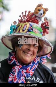 London- May 2022: Queen Jubilee Union flag by Richmond Bridge in south west  London Stock Photo
