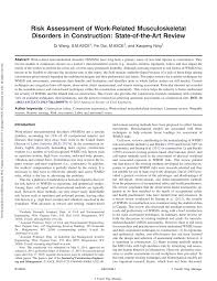 Pdf Risk Assessment Of Work Related Musculoskeletal Disorders In Construction State Of The Art Review