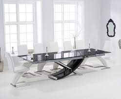 This table is designed to be chunky with extra thick top and thick tapered legs to make a. 300cm Black Glass Dining Table And 10 White Z Chairs Homegenies