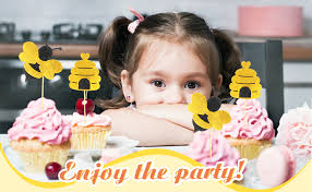 Amazon.com: 50 Pieces Bee Toothpicks Bulk Bee Cupcake Toppers Glitter Bee  Cake Picks Decorations for Birthday Party Favors Supplies : Grocery &  Gourmet Food