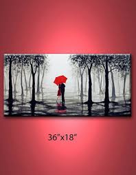 Acrylic Black White And Red Paintings Large Abstract Painting Free Ship Original Acrylic Art Made To Order Kiss In Rain Black White Red Love Couple 48x20inch Great Wedding Gift Large Abstract Painting Abstract Painting Acrylic Art