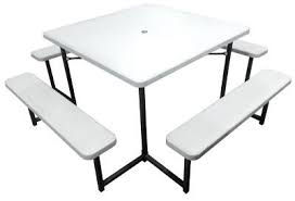 Find Plastic Development Group Square Picnic Table With 4 Benches 784 In The Picnic Tables Category At Tractor In 2020 Picnic Table Camp Furniture Outdoor Furnishings