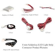 8 Mm Solder Less Led Light Strip Connectors And Extensions Single Color 6 Foot 12 Foot Hitlights