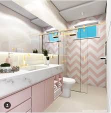 Marbled Is Combined With Millennial Pink In This Ultra Feminine Bathroom To Create A Sanctuary Mar Banheiros Modernos Decoracao Do Banheiro Banheiros Luxuosos