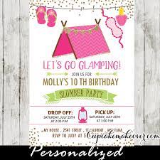 Must be a slumber party! Slumber Party Invitations Pink Glamping Tent Sleepover Birthday Cupcakemakeover
