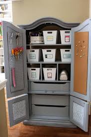 Convert The Armoire For Craft Storage Craft Armoire Organization Furniture Craft Room Storage