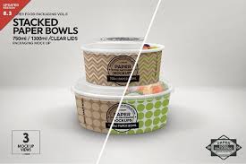 Stacked Paper Bowls Packaging Mockup Packaging Mockup Paper Bowls Free Packaging Mockup