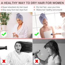 Towel dried hair means wet hairs when dried using towel only. Microfiber Hair Towel Wrap Set Anti Frizz Microfibera A Haira A Towel For Curly Long Hair Drying Towels With Makeup Headband Quick Magic Hair Dry Fora A Women Gift Box Amazon In Home Kitchen