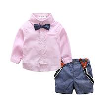 Buy Baby Boy Shirt And Tie Sets Long Sleeve Woven Top Bowknot Shorts With Suspender Straps Outfits Online In Poland B072bx7zn6