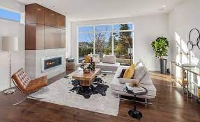 Living Room Furniture Ideas Barcelona Chair Black Side Table Contemporary Sofa Cow Hide Rug Gasworks Gallery Glass Console Ta Interior Design House Design Home