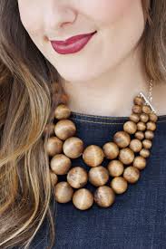 Chunky Wooden Bead Statement Necklace A Beautiful Mess Wooden Bead Necklaces Diy Statement Necklace Wood Bead Necklace Diy